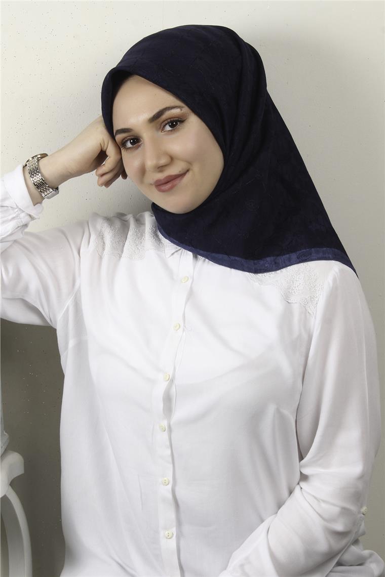 İpeksi Monogram Eşarp 8086-14 Lacivert