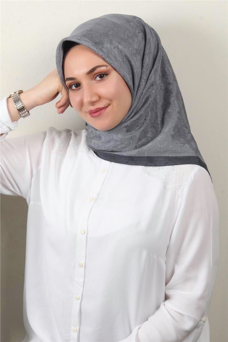 İpeksi Monogram Eşarp 8086-15 Füme