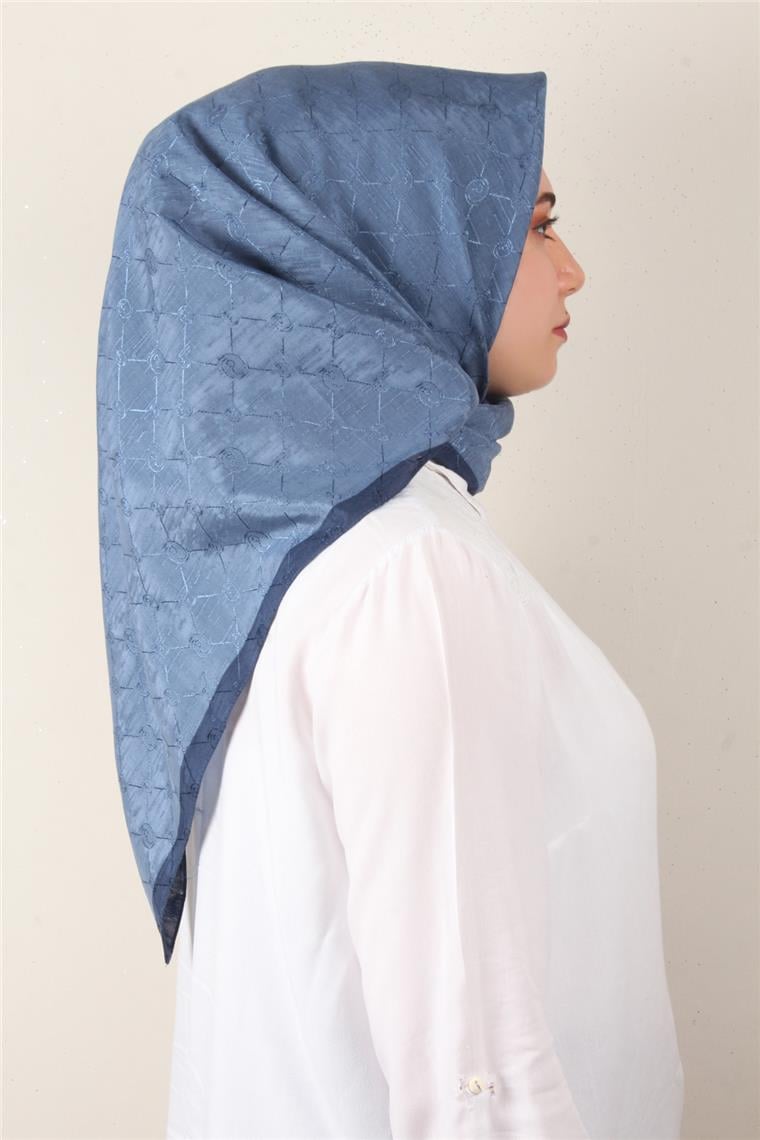 İpeksi Monogram Eşarp 8086-19 İndigo