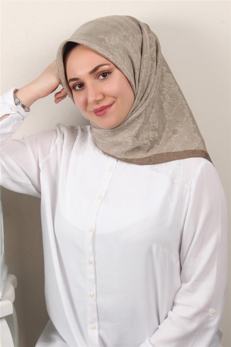 İpeksi Monogram Eşarp 8086-2 Çöl Kahvesi