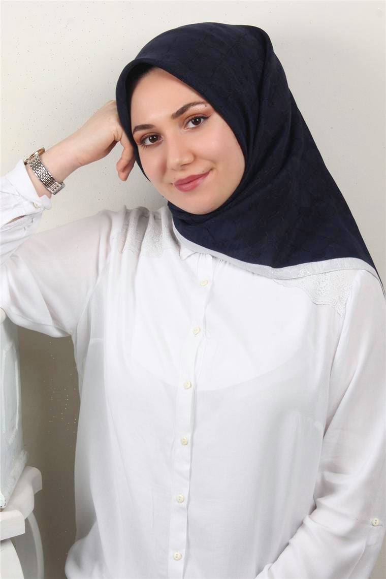İpeksi Monogram Eşarp 8086-3 Lacivert