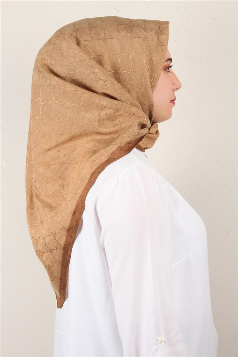 İpeksi Monogram Eşarp 8086-7 Karamel