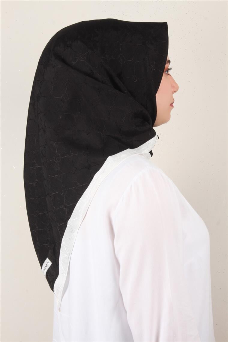 İpeksi Monogram Eşarp 8086-9 Siyah