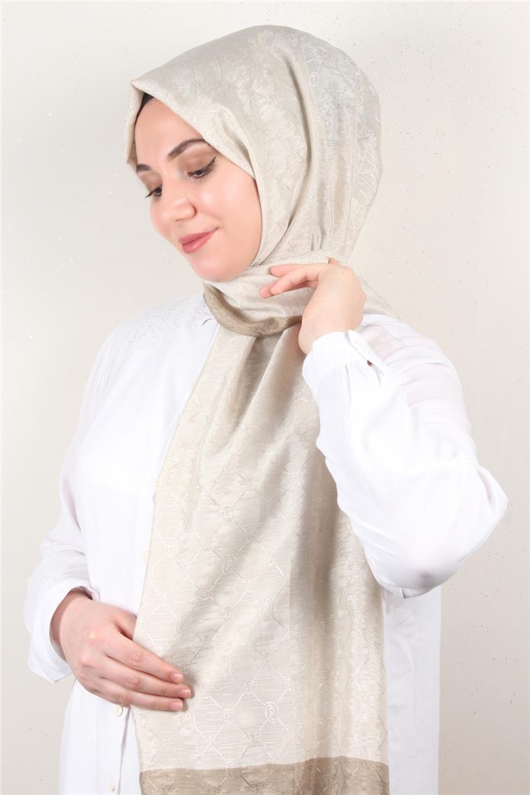 İpeksi Monogram Şal 2753-15 Kemik 