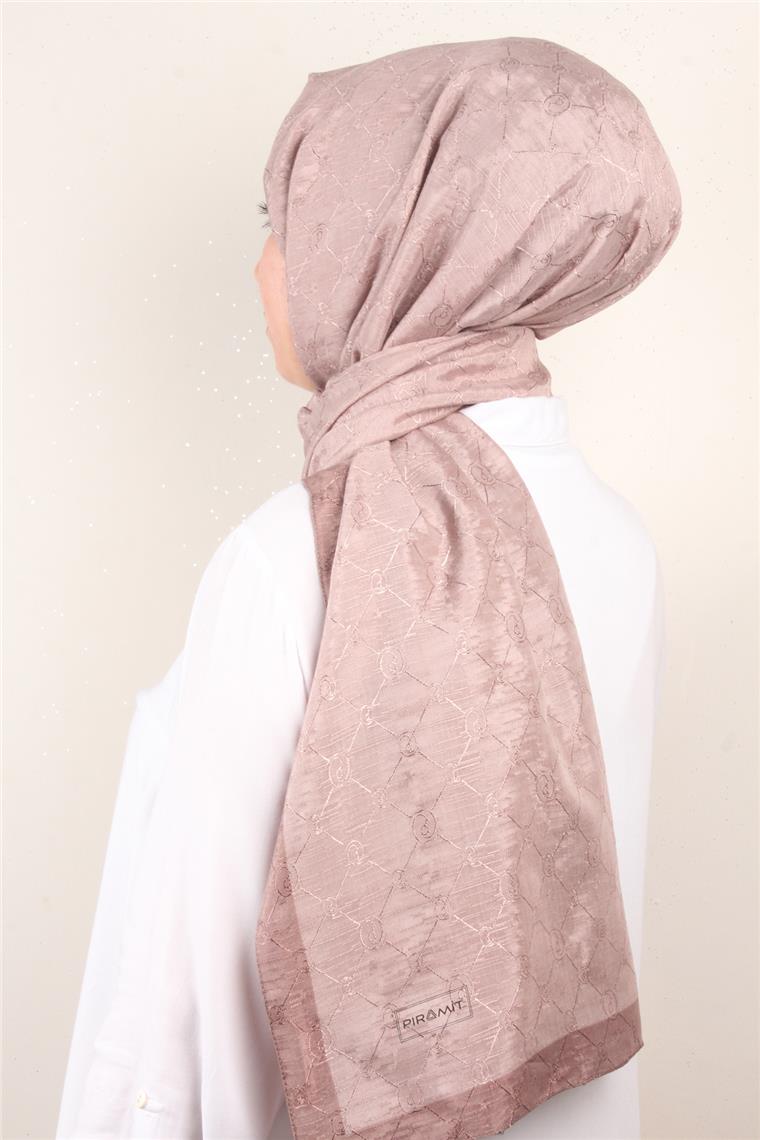 İpeksi Monogram Şal 2753-20 Koyu Pudra