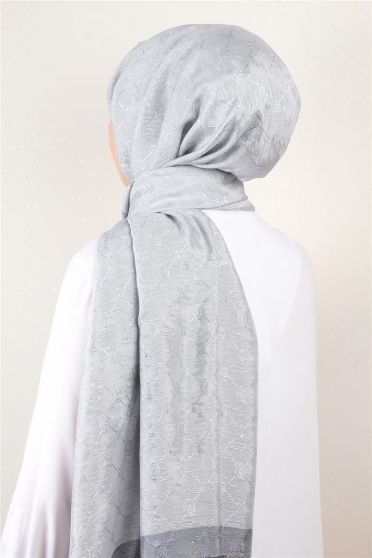İpeksi Monogram Şal 2753-4 Gümüş