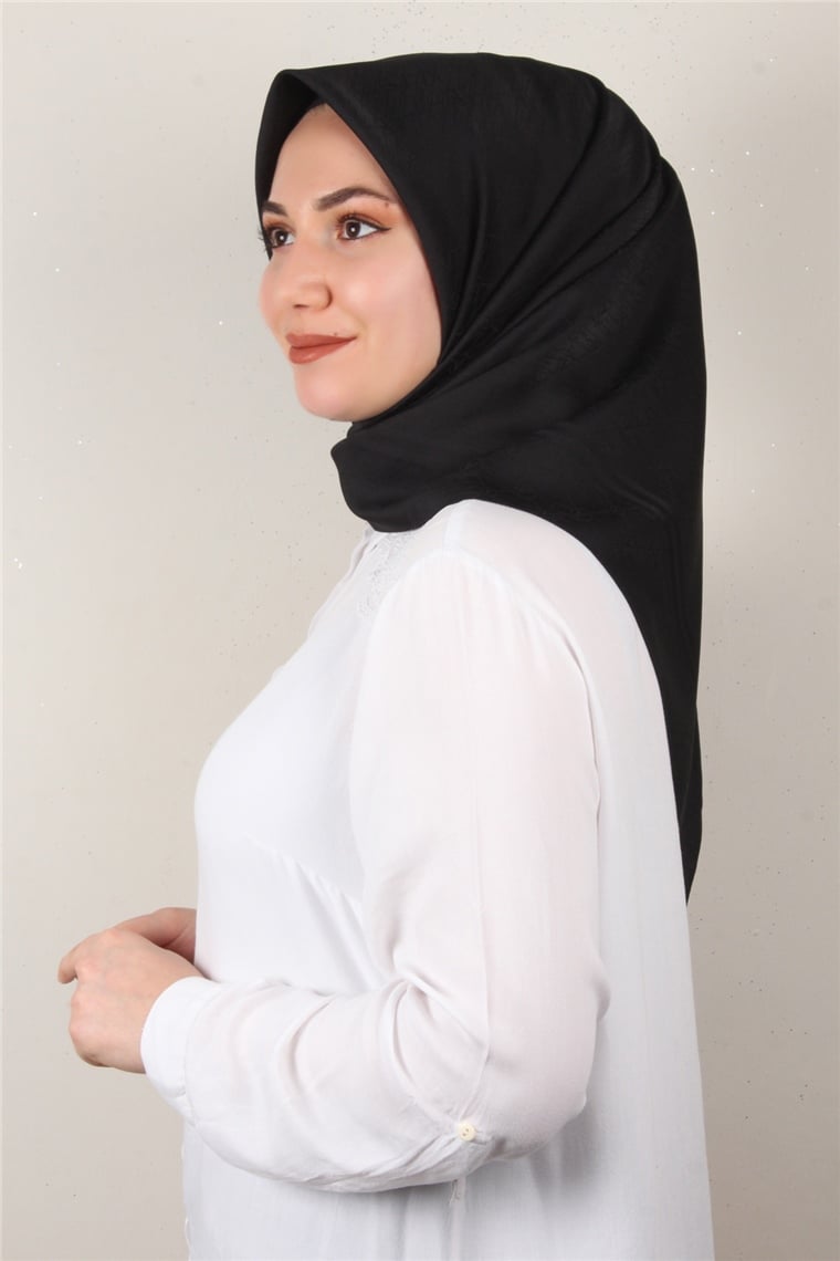 Jakarlı İpeksi Eşarp 3088-3 Siyah