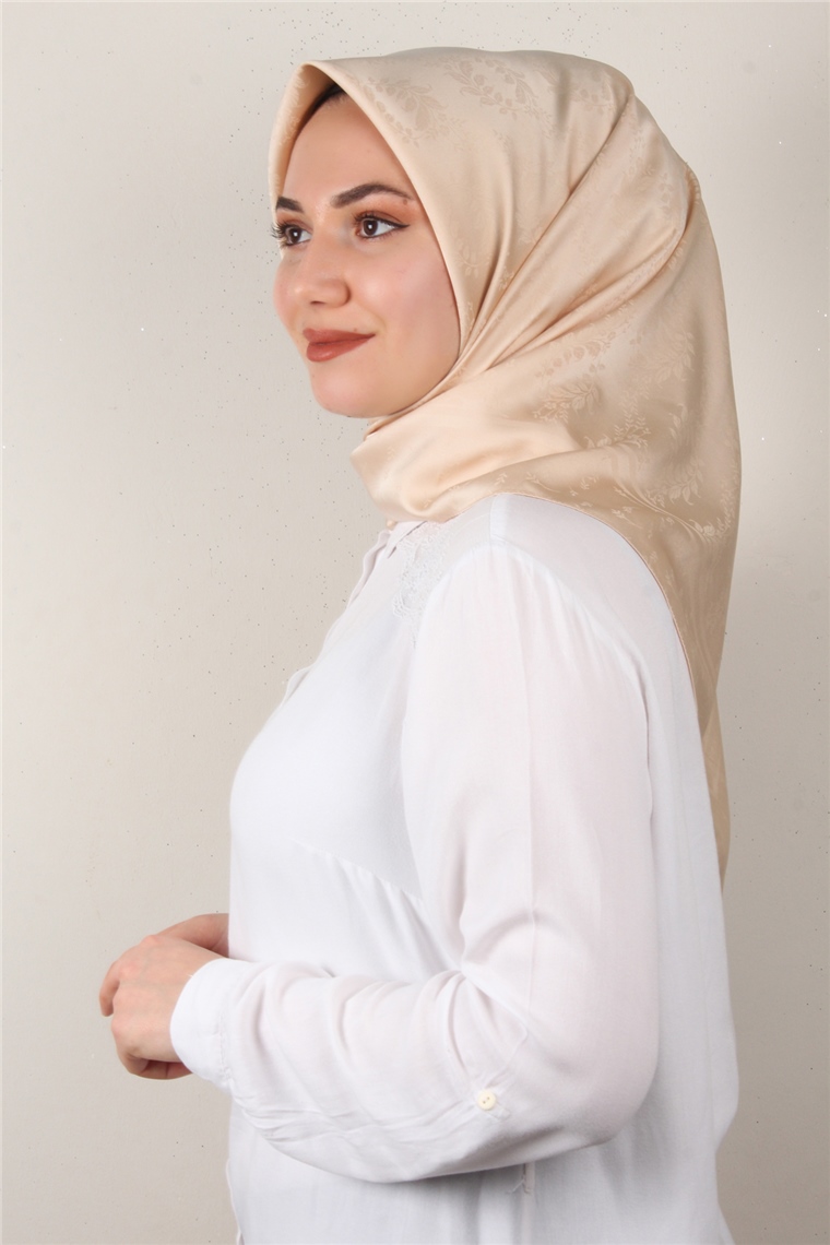 Jakarlı İpeksi Eşarp 3089-2 Bej
