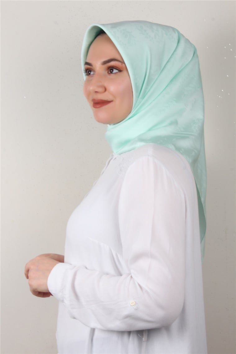 Jakarlı İpeksi Eşarp 3089-5 Su Mavisi