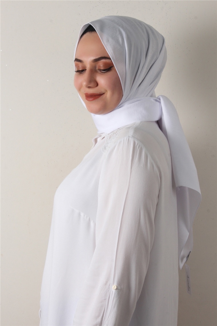 Jakarlı İpeksi Şal 8084-22 Beyaz