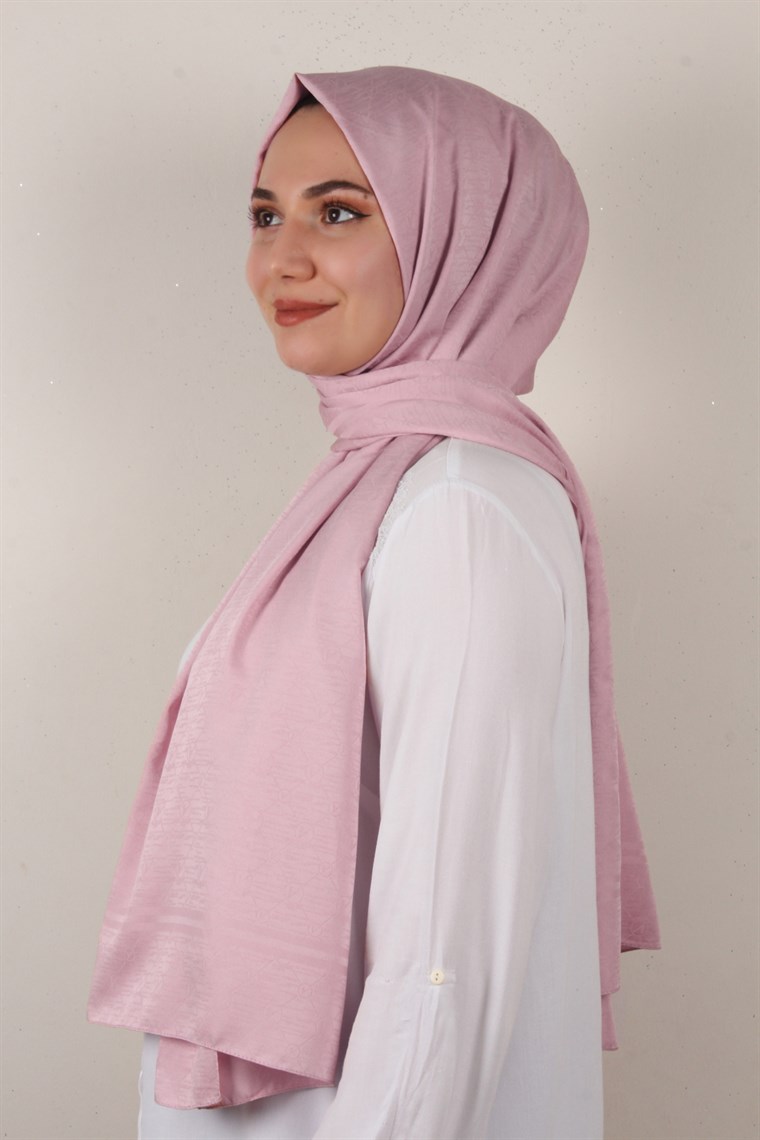 Jakarlı İpeksi Şal 8084-24 Pudra