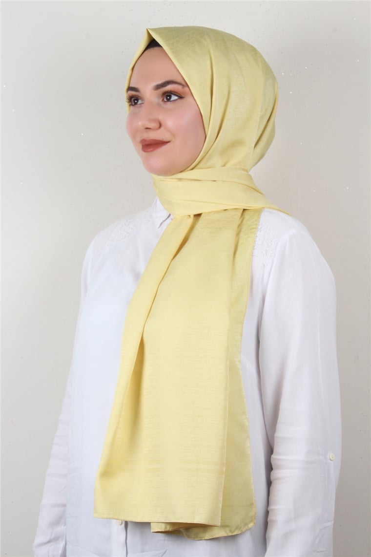 Jakarlı İpeksi Şal 8084-7 Soft Limon