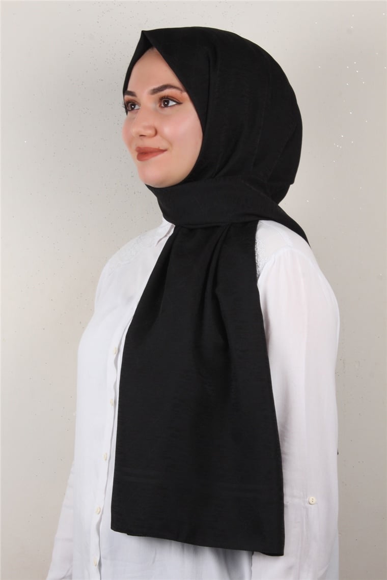 Jakarlı İpeksi Şal 8084-9 Siyah