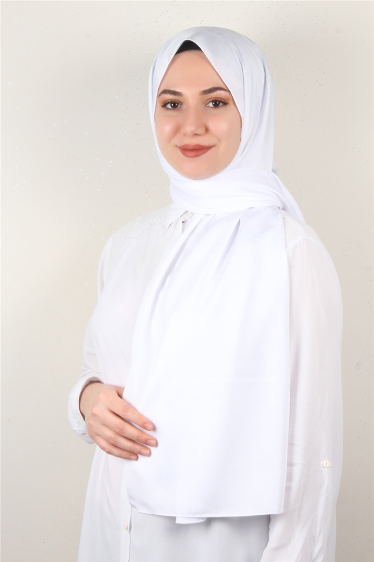 Jakarlı İpeksi Şal 8085-26 Beyaz