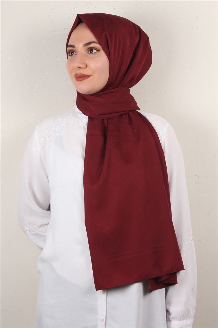 Jakarlı İpeksi Şal 8085-30 Bordo