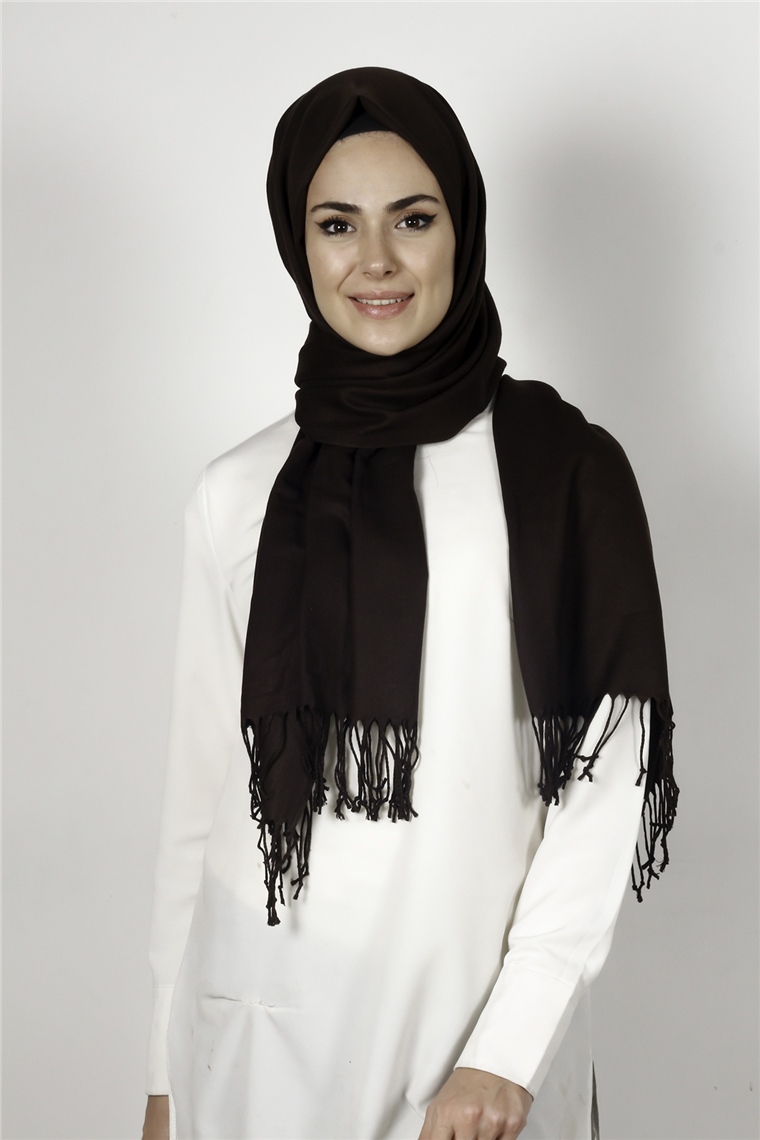 Kalın Paşmina Şal 520-0001-43 Kahverengi