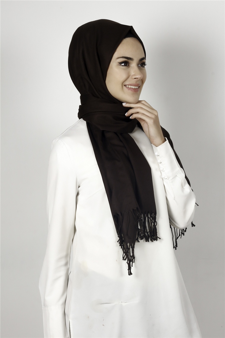 Kalın Paşmina Şal 520-0001-43 Kahverengi