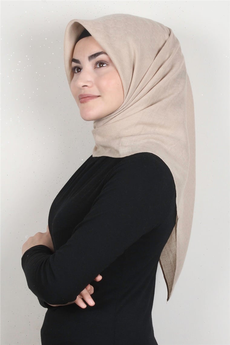 Keten Pamuklu Eşarp 3395-11 Bej