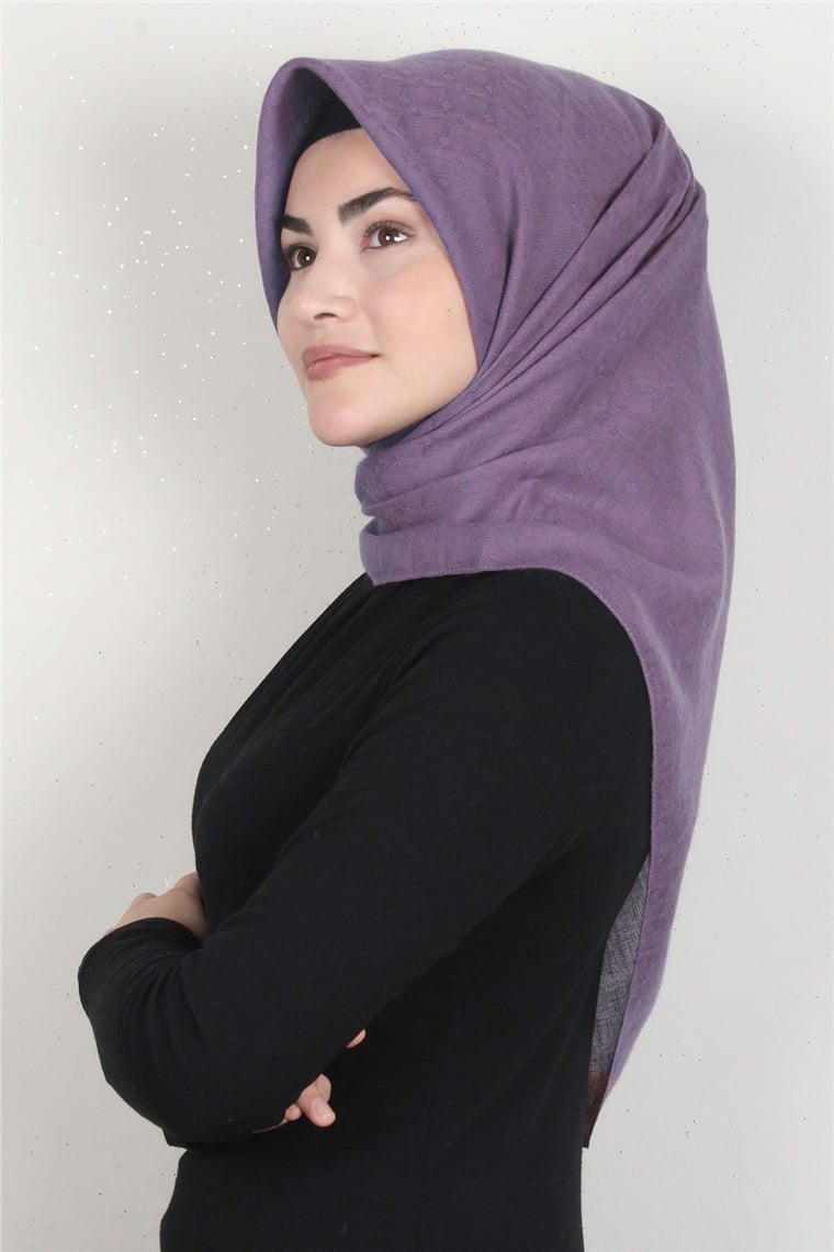 Keten Pamuklu Eşarp 3395-12 İncir Moru