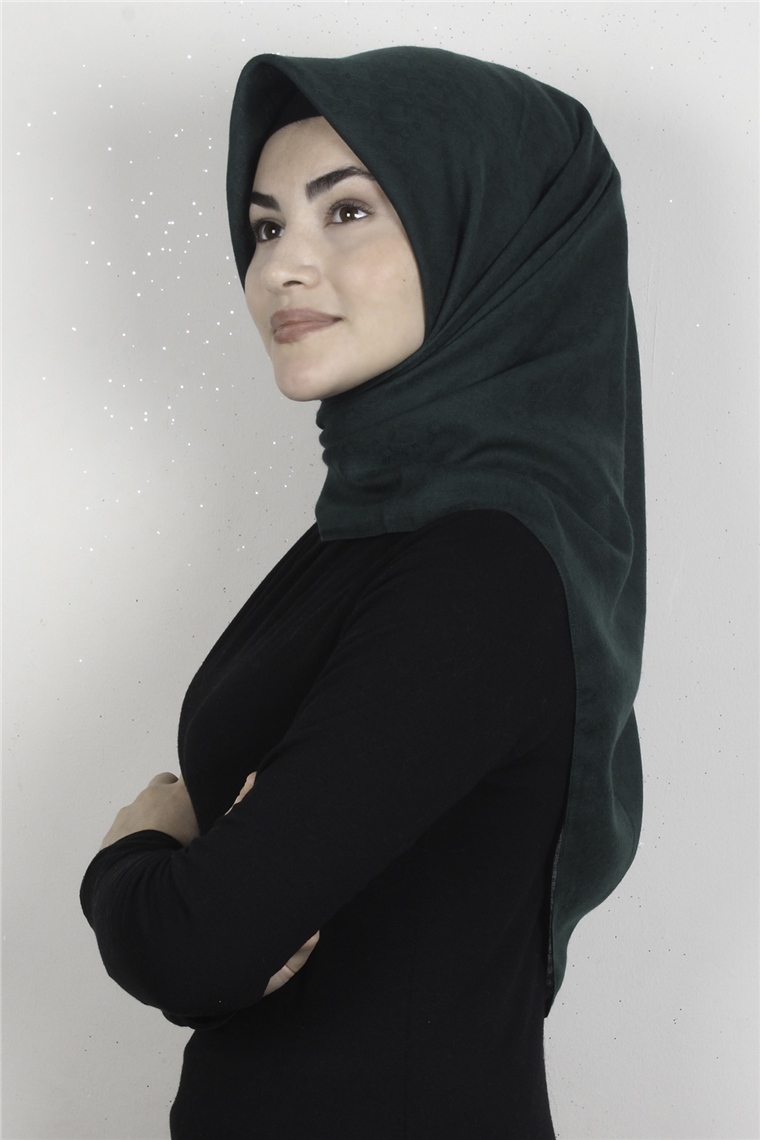 Keten Pamuklu Eşarp 3395-13 Zümrüt Yeşili
