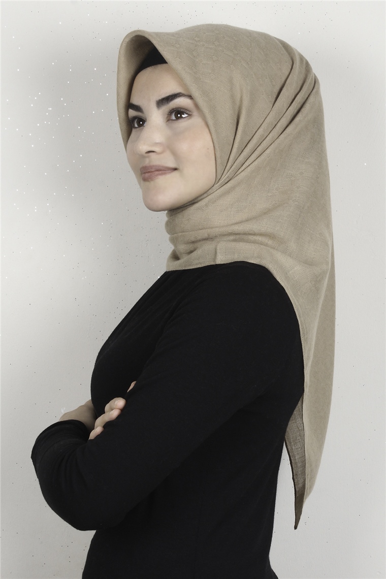 Keten Pamuklu Eşarp 3395-23 Karamel