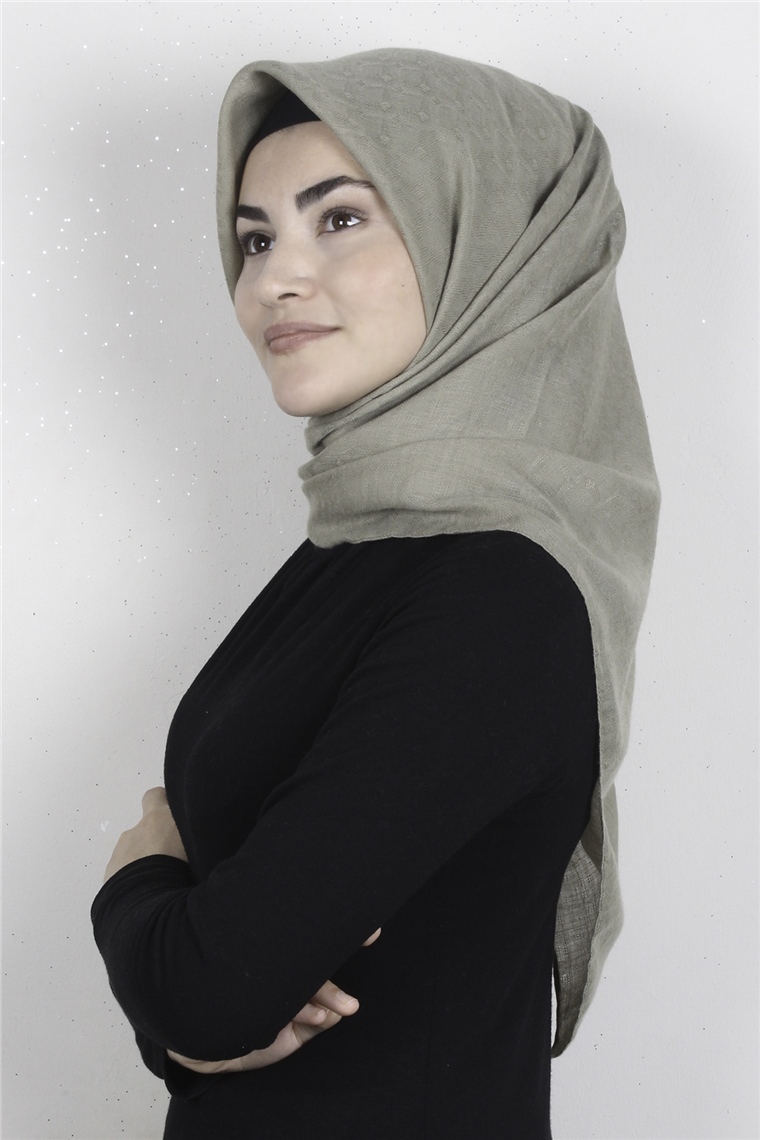 Keten Pamuklu Eşarp 3395-28 Mint Yeşili