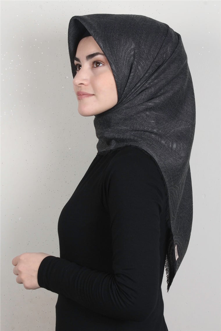 Kışlık Yün Eşarp 1196-4 Siyah