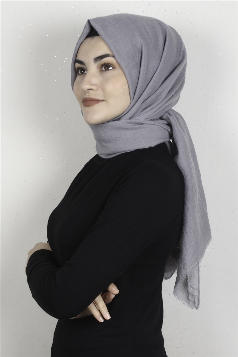 Kraşlı Pamuk Şal 2723-17 Gri