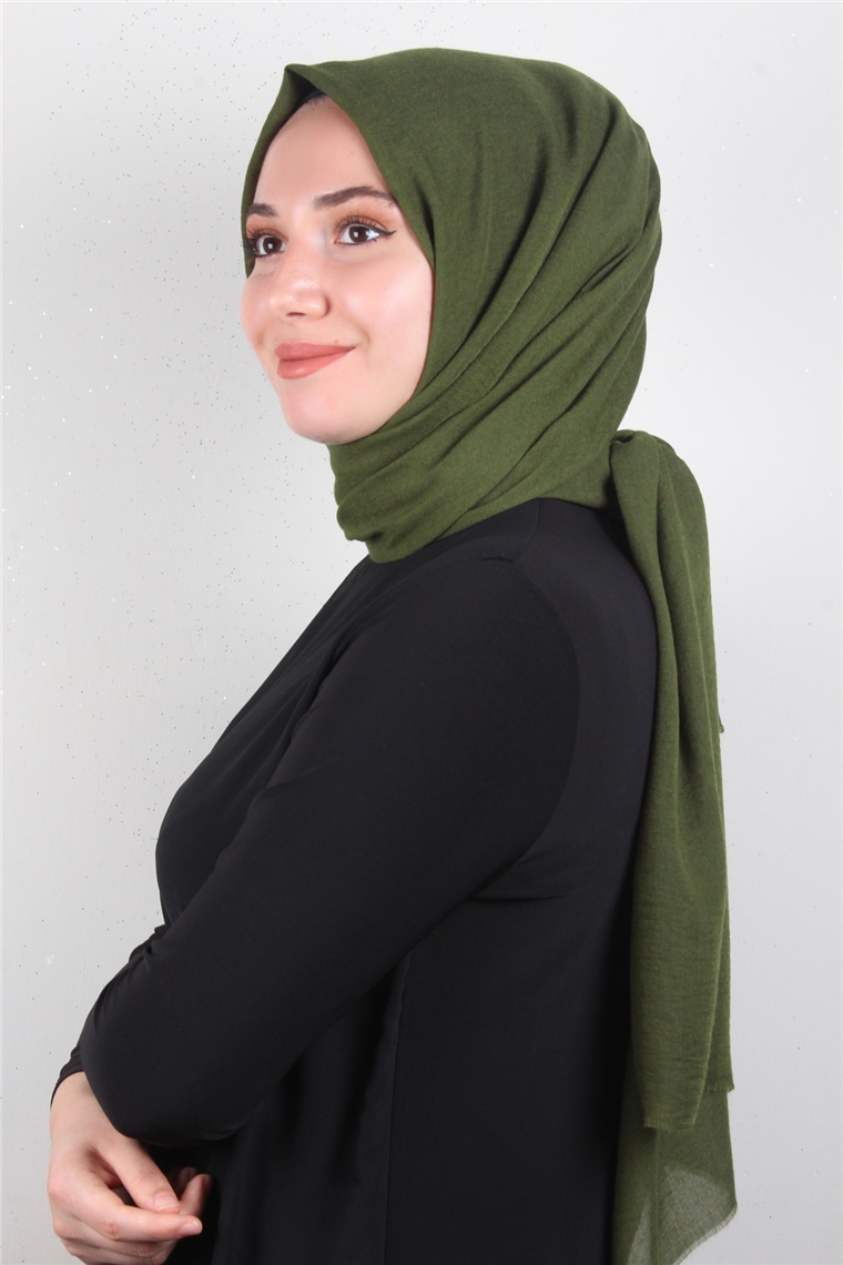 Kraşlı Pamuk Şal 2723-20 Koyu Yeşil