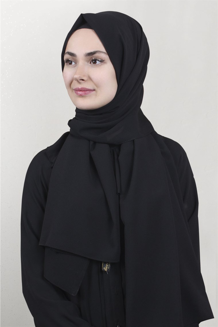 Krep Şal 1449-4 Siyah