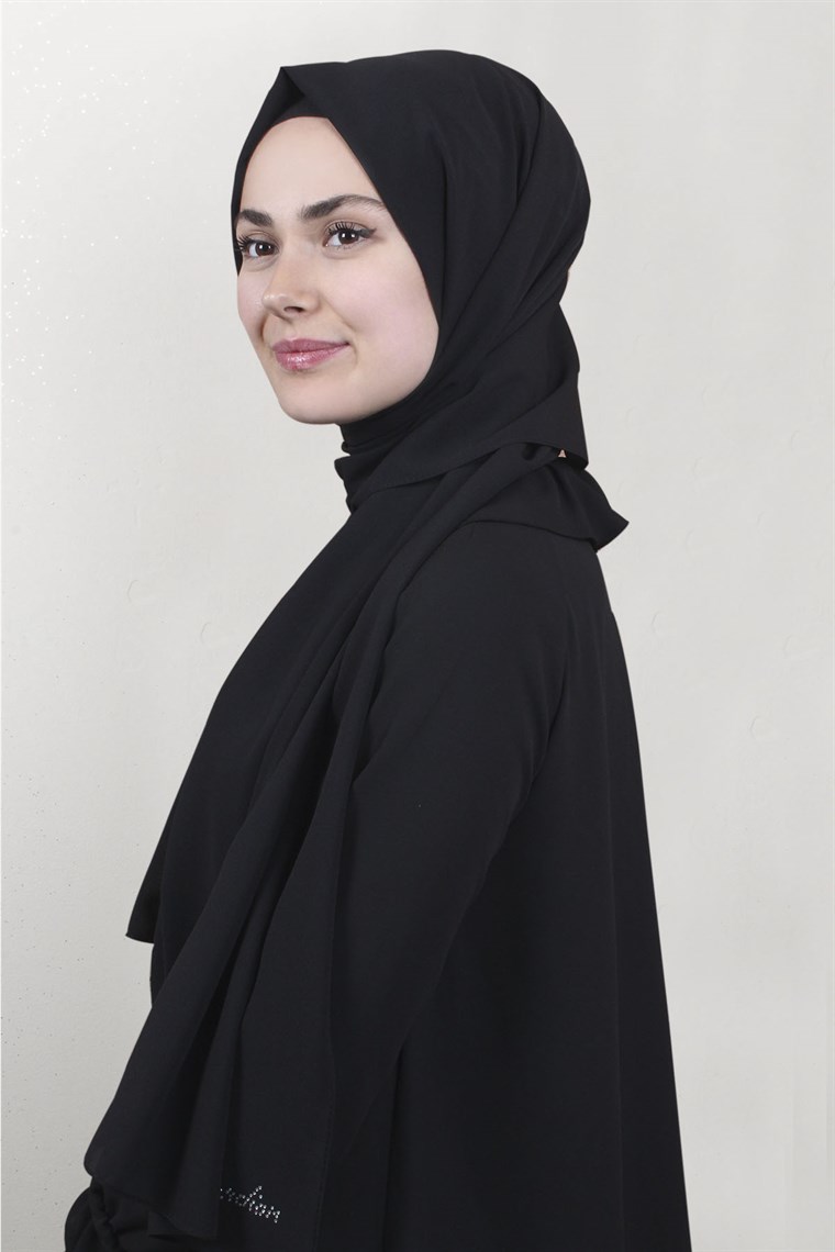 Krep Şal 1449-4 Siyah