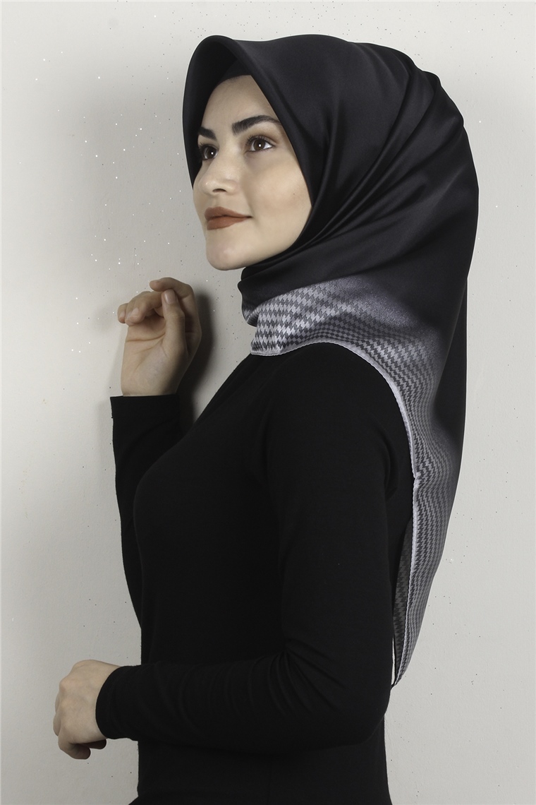 Lady Eşarp 3630-13 Siyah-Gümüş