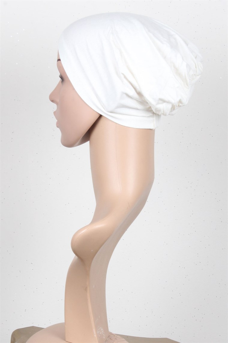 Likralı Bağsız Bone 2501-10 Beyaz