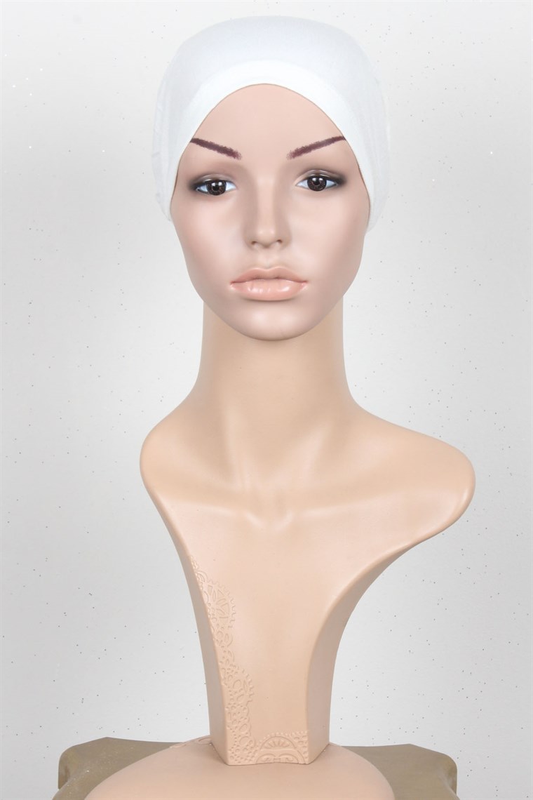 Likralı Bağsız Bone 2501-10 Beyaz