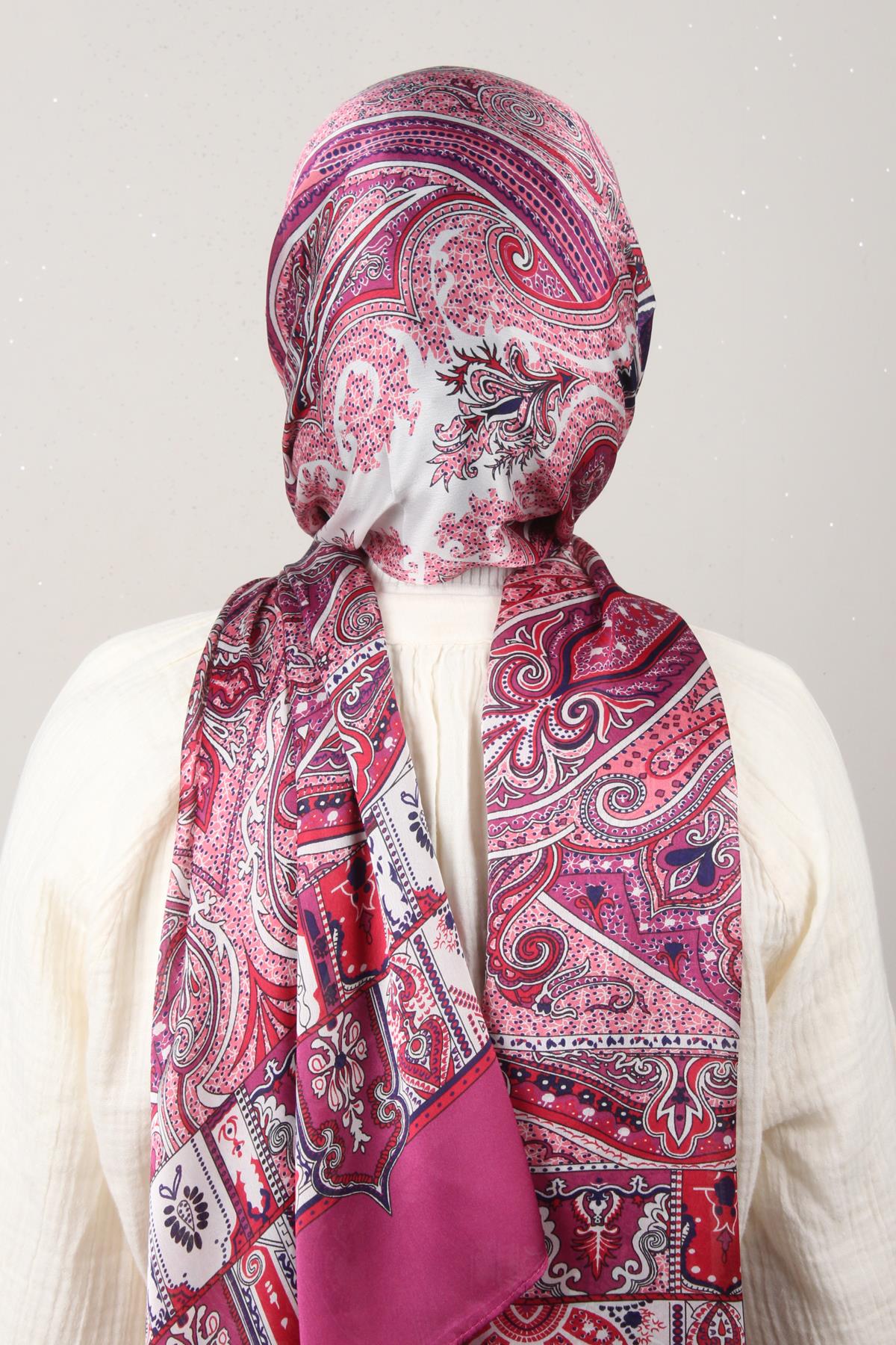Linda Etnik Desen Şal 1717-11 Fuşya 
