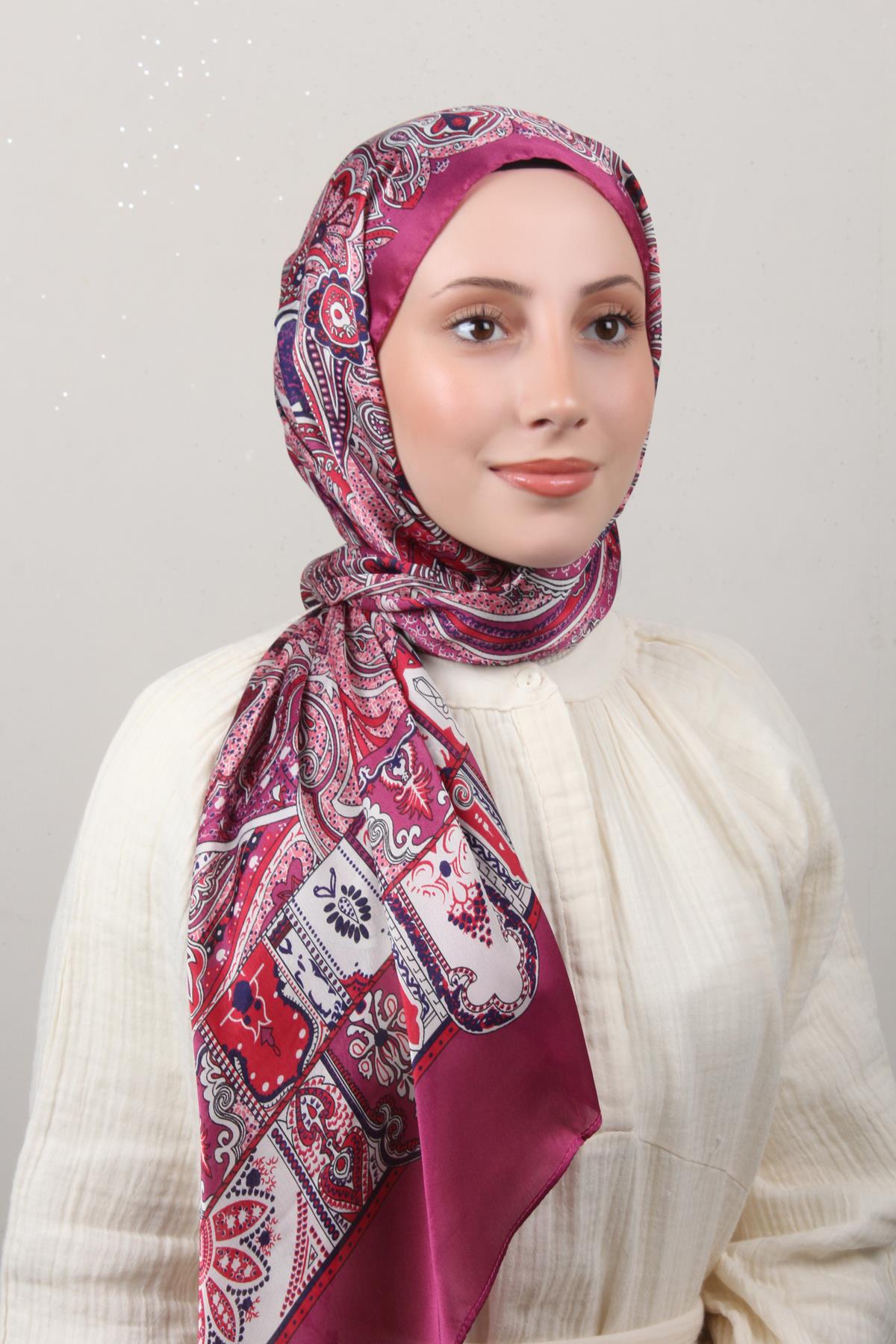 Linda Etnik Desen Şal 1717-11 Fuşya 