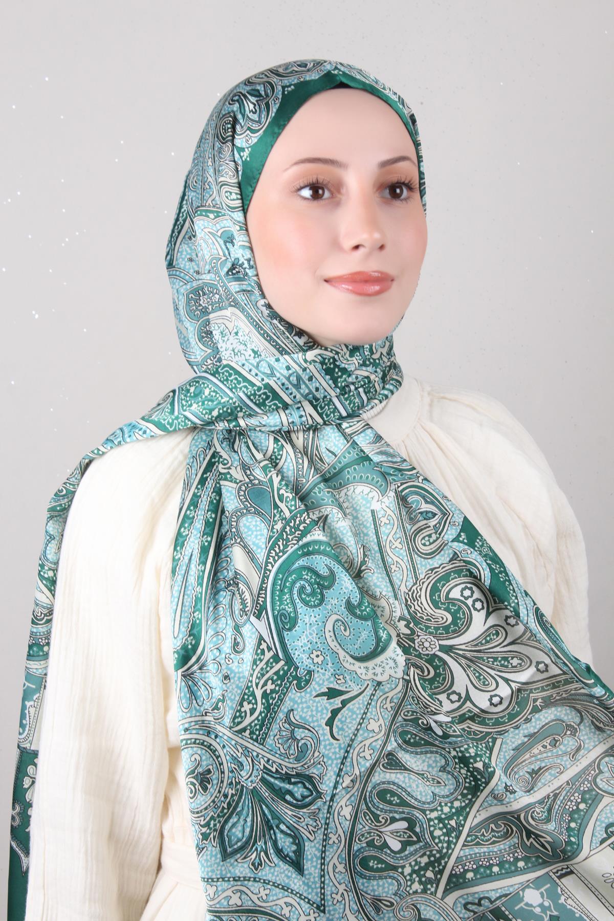 Linda Etnik Desen Şal 1717-16 Zümrüt 