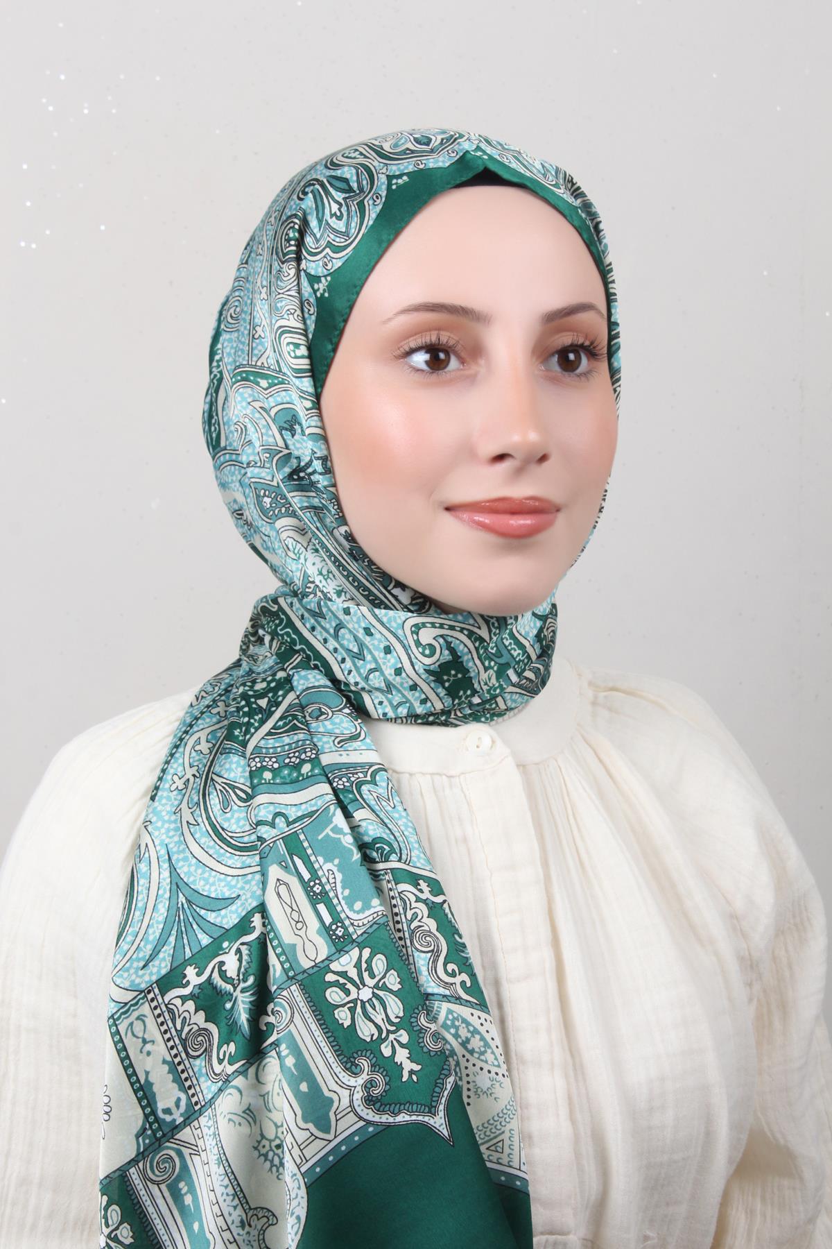 Linda Etnik Desen Şal 1717-16 Zümrüt 