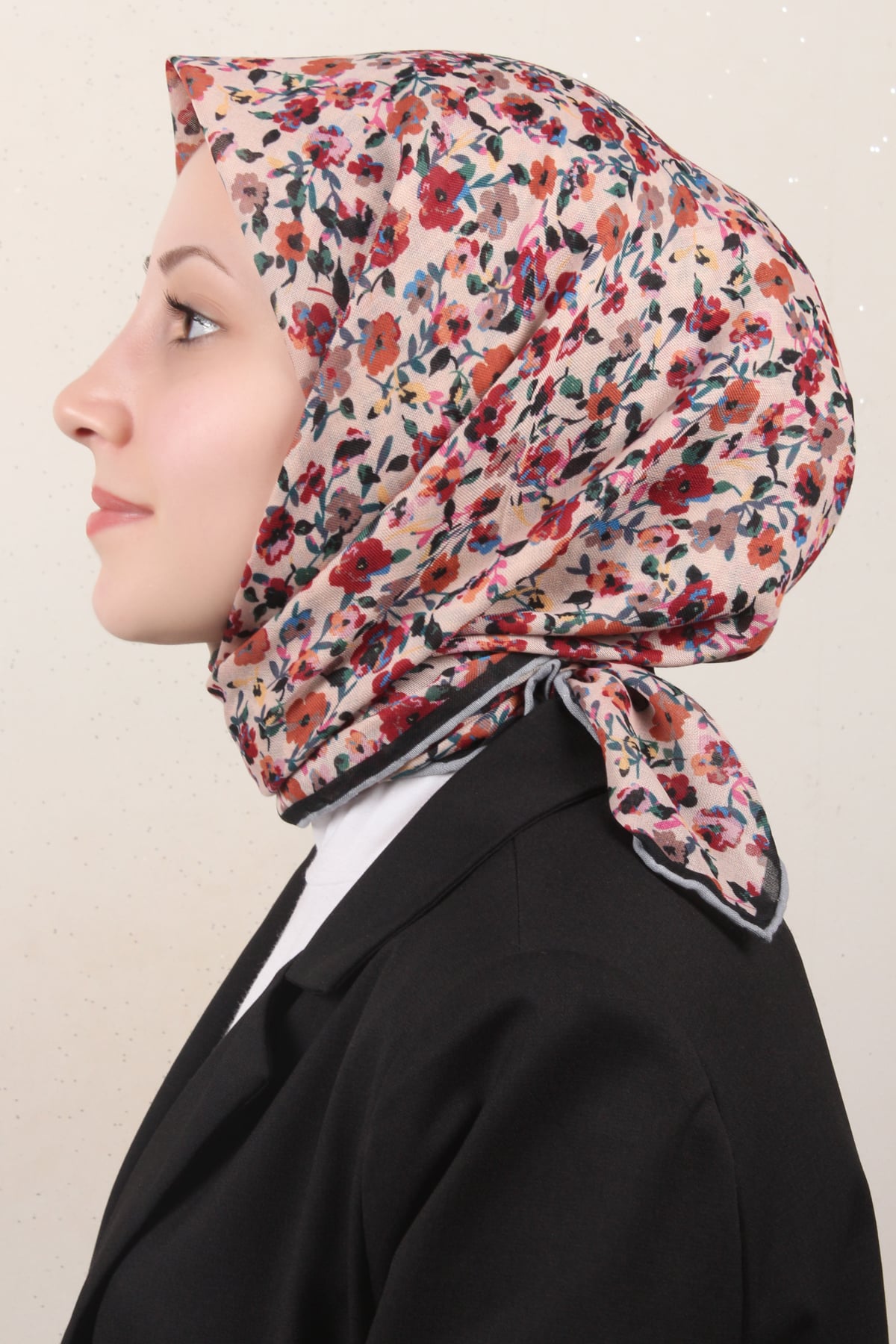 Locella Pamuklu Soft Eşarp 4161-8 Siyah-Bej