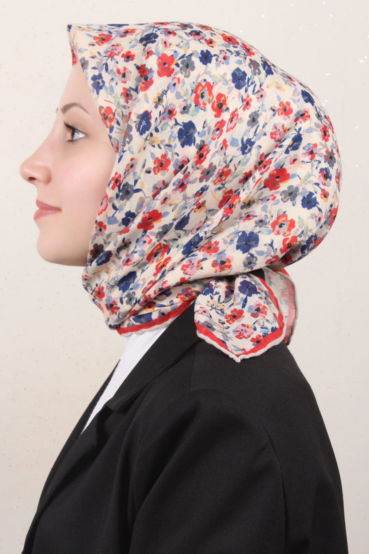 Locella Pamuklu Soft Eşarp 4161-9 Bej-Kırmızı