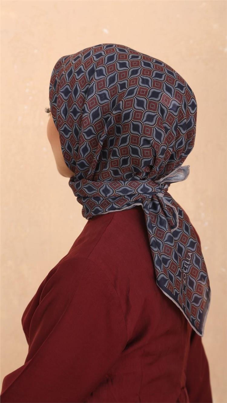 Locella Pamuklu Soft Eşarp 4522-11 Lacivert-Kırmızı 