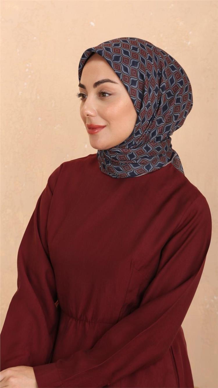 Locella Pamuklu Soft Eşarp 4522-11 Lacivert-Kırmızı 