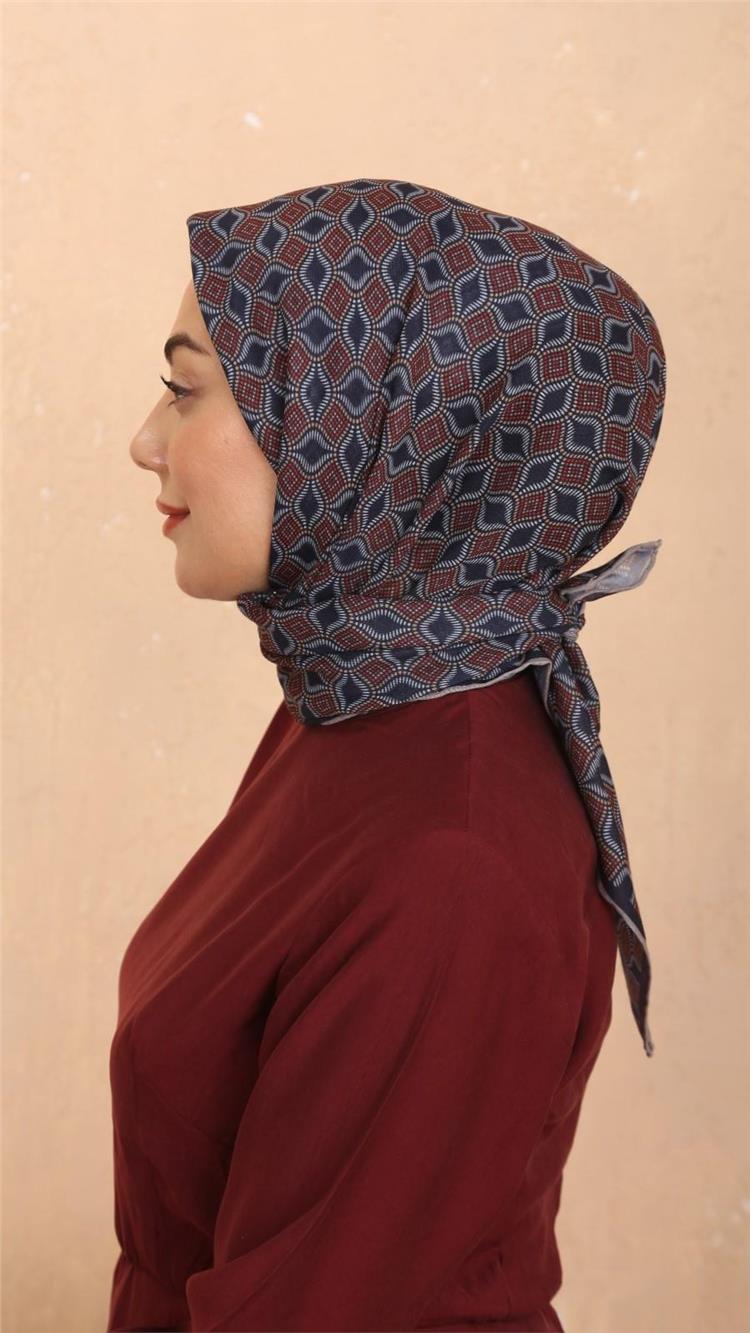 Locella Pamuklu Soft Eşarp 4522-11 Lacivert-Kırmızı 