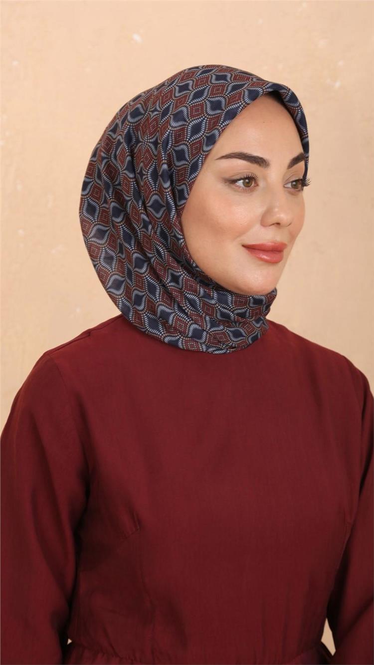 Locella Pamuklu Soft Eşarp 4522-11 Lacivert-Kırmızı 