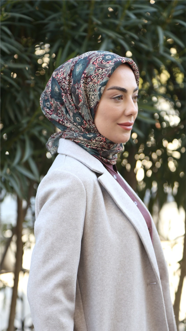 Locella Pamuklu Soft Eşarp 4550-6 Zümrüt-Bordo 