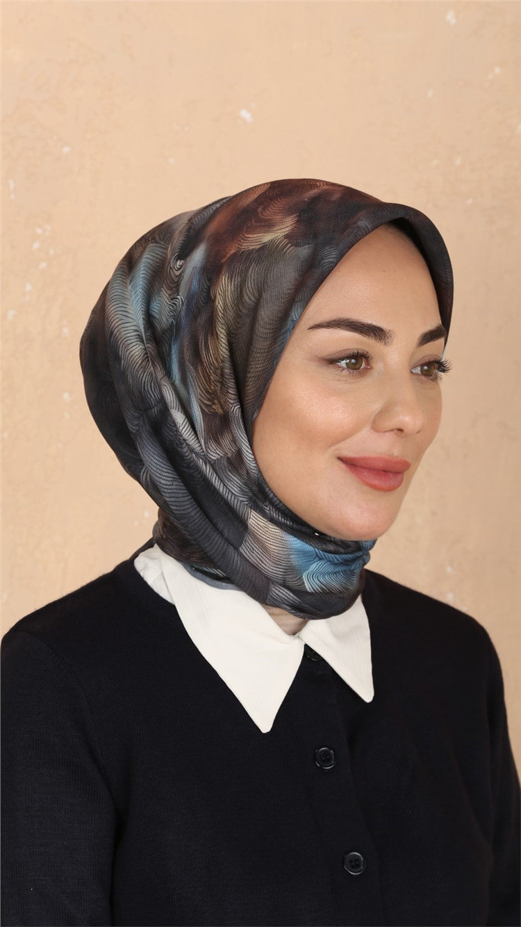 Locella Pamuklu Soft Eşarp 4558-1 Siyah-Vİzon 