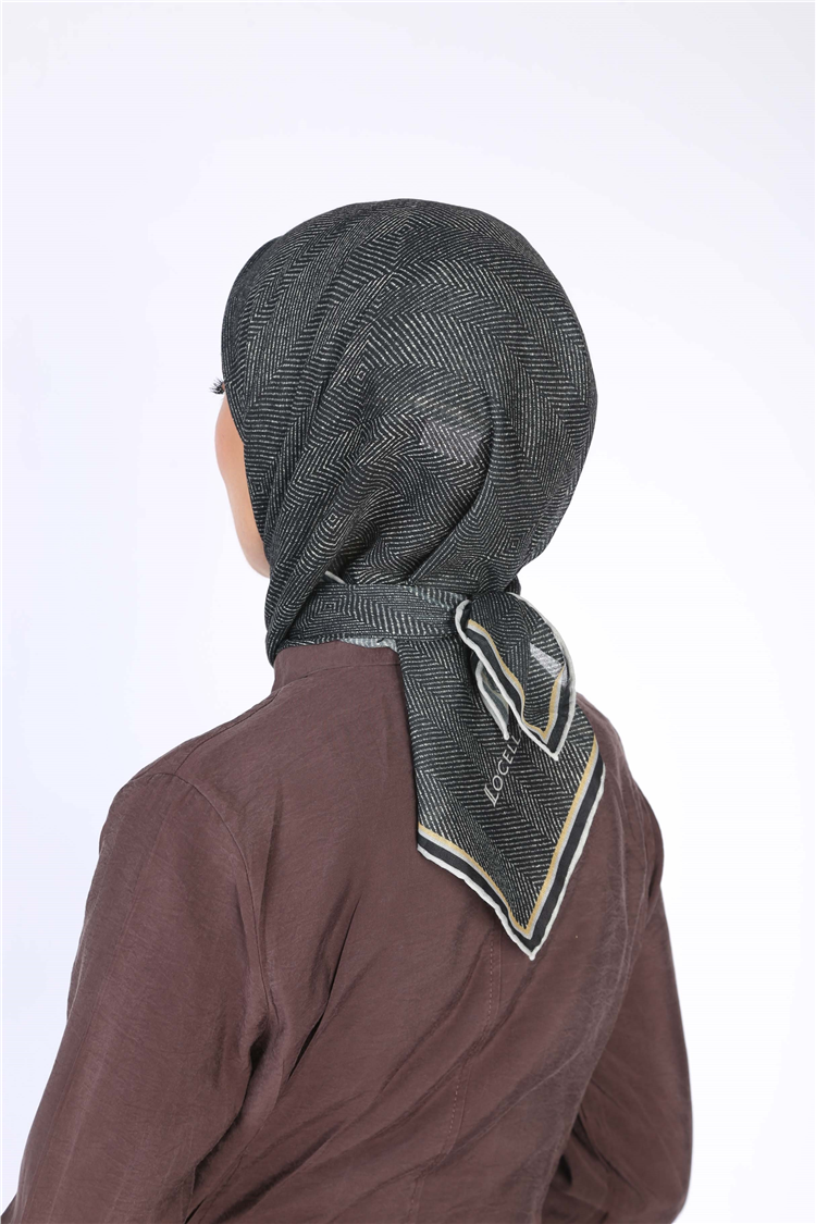 Locella Pamuklu Soft Eşarp 4599-7 Siyah - Sarı