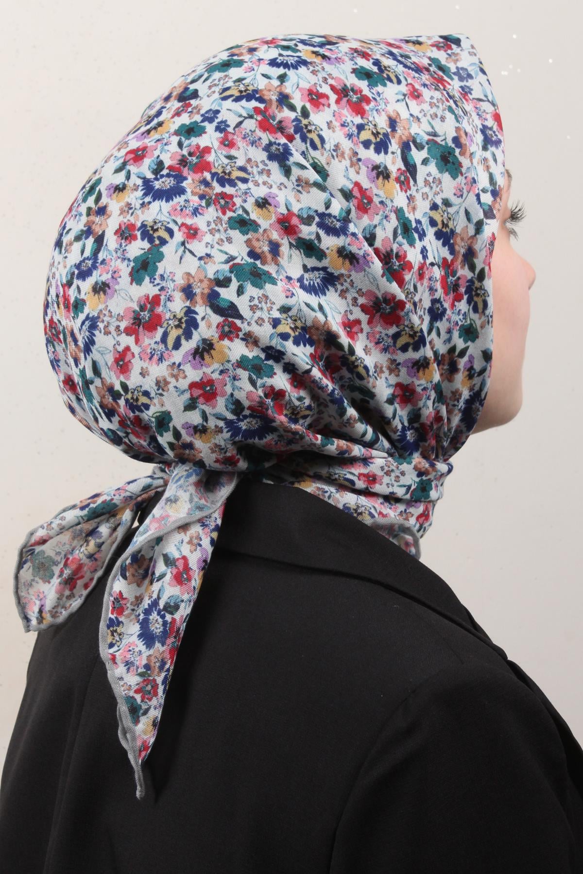 LopRes Pamuklu Soft Eşarp 4151-7 Beyaz-Taş