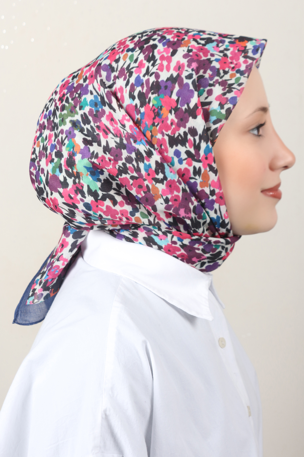 Lux Soft Pamuklu Eşarp 4040-189 Lacivert