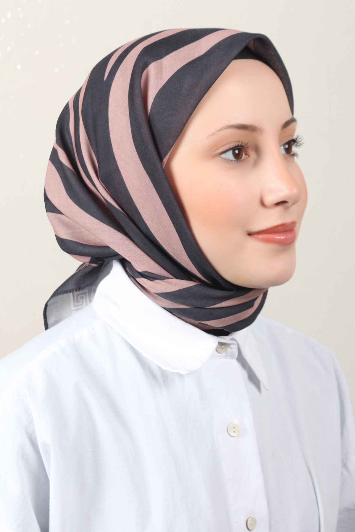 Lux Soft Pamuklu Eşarp 4040-205 Siyah-Toprak 